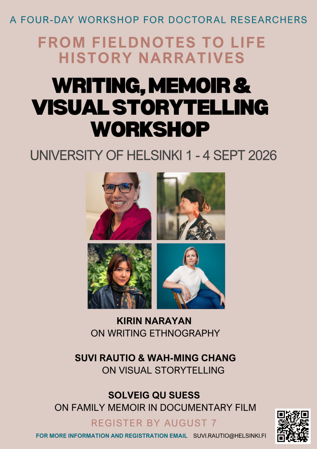 workshop alert! From Fieldnotes to Life History Narrative, Sept 1-4&nbsp;2026